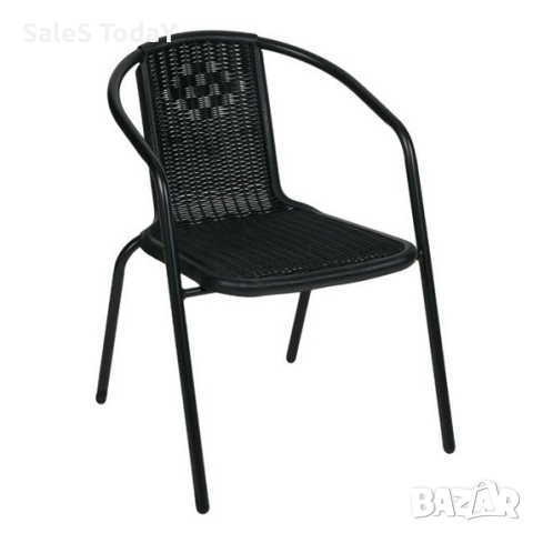 Стол, черен металик, плетен дизайн, 57x63x73см, снимка 1 - Столове - 44803664