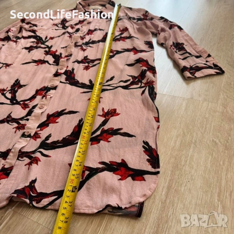 Розова риза Samsoe Samsoe с флорален дизайн, вискоза, дамска размер L, снимка 5 - Ризи - 53244480