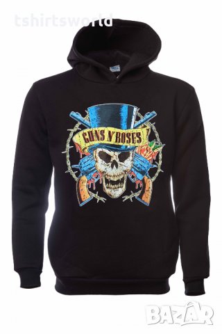 Нов мъжки суичър с дигитален печат на музикалната група Guns N'Roses, череп, снимка 3 - Суичъри - 31912084