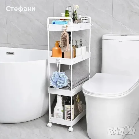 Компактна дизайнерска количка-етажерка за организиране на баня и кухня, снимка 2 - Етажерки - 56180926