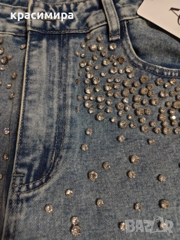 Нови дамски дънки с камъни , снимка 2 - Дънки - 53981225
