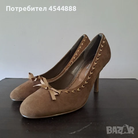 Нови велурени дамски обувки на ток, снимка 1