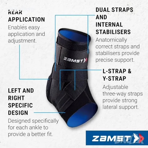 Чисто Нова Ортеза за Глезен Zamst A1 Black (Размер M - За ДЕСЕН крак) , снимка 3 - Ортези и протези - 55942329
