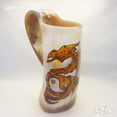 Чаша от естествен рог, тип "Викинг", снимка 3 - Подаръци за мъже - 43051940