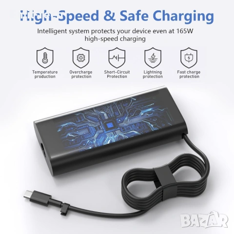 НОВО 165W USB-C зарядно за лаптоп- Универсално-Бързо зареждане, снимка 5 - Батерии за лаптопи - 53973989