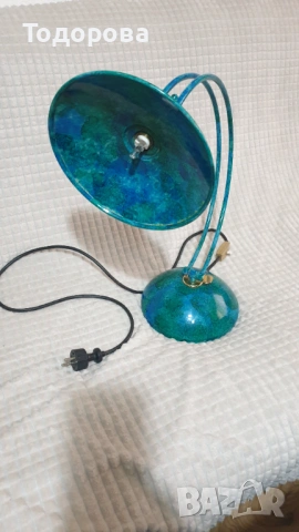 Настолна нощна лампа с тюркоазено - зелен цвят, снимка 3 - Антикварни и старинни предмети - 53209819