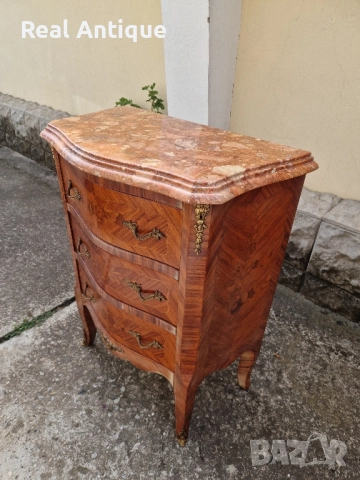 Комод скрин френски антикварен шкаф интарзия мрамор бронзови орнаменти , снимка 4 - Антикварни и старинни предмети - 51503480