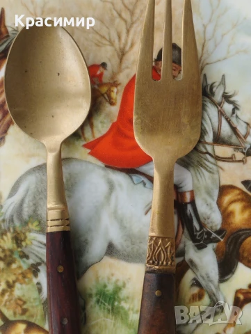 Тайландски виличка и лъжичка бронз и тиково дърво. Виличка 15 см. 💰 10 лв. Лъжичка 10,5 см.💰 6 лв., снимка 3 - Антикварни и старинни предмети - 50678272