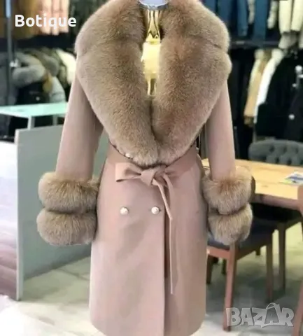 дамско палто от Кашмир и естествен косъм , снимка 7 - Палта, манта - 48566380