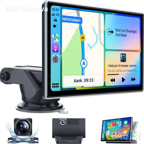 Westods Wireless Apple Carplay & Android Auto с 2.5K Dash Cam, 1080P резервна камера, преносим 7" HD, снимка 1 - Други - 47665503