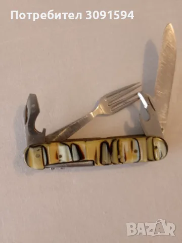 Старо   колекционерско туристическо ножче многоцветен седеф- 9 см във перфектно състояние , снимка 3 - Ножове - 50127150