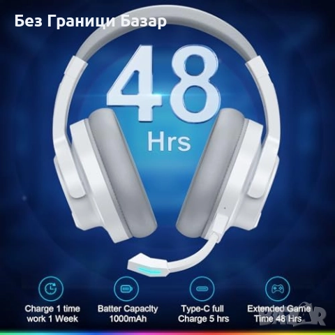 Нови Безжични геймърски слушалки PG3 7.1, ENC микрофон, 48 часа батерия, снимка 5 - Слушалки и портативни колонки - 52485910