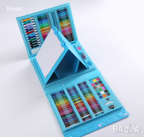 Детски комплект за рисуване в куфар от 208 части / Цвят: Син, розов. / *ПРОМОЦИЯ*, снимка 4 - Други - 52729810