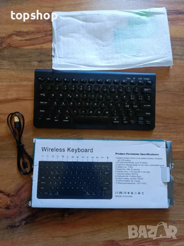 НОВА, ТЕСТВАНА безжична клавиатура с блутут и донгъл, компактна тиха клавиатура за лаптоп, компютър, снимка 4 - Клавиатури и мишки - 50552259