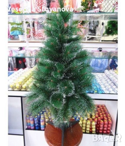 Изкуствена Коледна елха с бели заскрежени връхчета, снимка 3 - Декорация за дома - 52536409