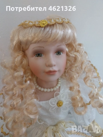 Винтидж колекционерска немска порцеланова кукла принцеса в кралска рокля като нова, снимка 6 - Декорация за дома - 52044240