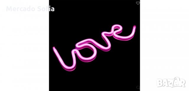 Светещ LED неонов осветител LOVE с USB , снимка 3 - Лед осветление - 34459393