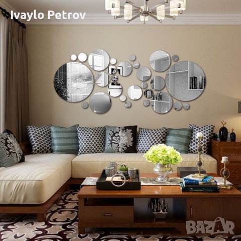 28 броя Сребристи 3D Огледални стикери за декорация, снимка 3 - Други - 38083709