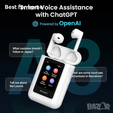 Wooask ChatGPT преводач със слушалки- превод в реално време на 144 езика , снимка 5 - Друга електроника - 51038496