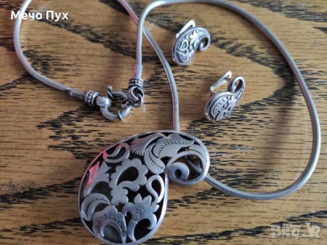 Сребърен комплект - колие и обеци (2), снимка 9 - Бижутерийни комплекти - 39891365