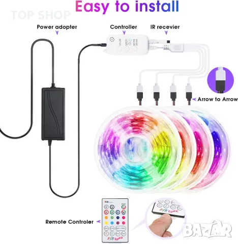 Нова Гъвкава 20м LED лента с дистанционно подсветка на телевизор стая, снимка 4 - Лед осветление - 49656946