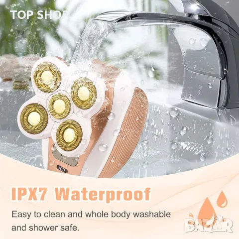 Електрическа дамска самобръсначка, водоустойчива, розово злато, снимка 7 - Електрически самобръсначки - 49965416