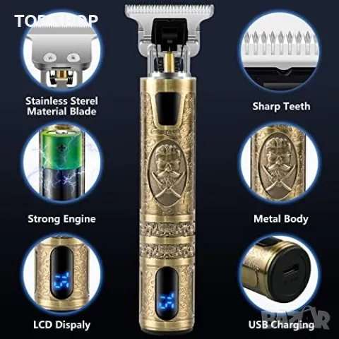 Нов Професионален тример Електрическа самобръсначка машинка за подстригване на коса Мъже Подарък, снимка 3 - Тримери - 49638622