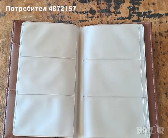визитник изкуствена кожа кафяв луксозен за 72 визитки, снимка 4 - Портфейли, портмонета - 55737142