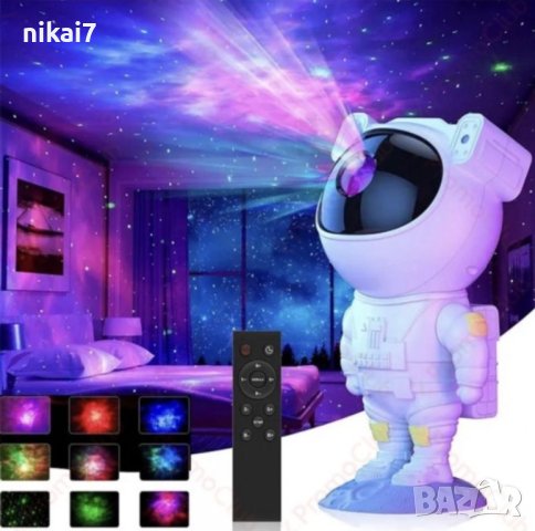 Детска нощна лампа звездно небе проектор Galaxy Star Project Астронавт, снимка 12 - Електрически играчки - 42730830