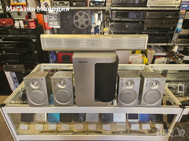 Тонколони 5+1 за домашно кино и музика Philips Бас каса, център и 4 колони. В отлично техническо и в, снимка 2 - Тонколони - 48449801