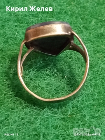 Сребърен пръстен с голям камък Натурален Лазурит в формата на сълза елегантен дизайн 52452, снимка 4 - Пръстени - 52982255