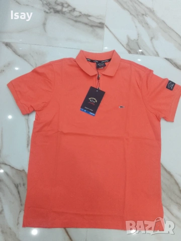 Мъжка тениска Паул Шарк в оранжев цвят Л последен размер , снимка 2 - Тениски - 53169146