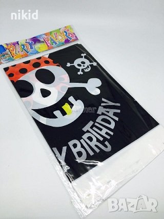 Пирати Пиратско черна парти найлонова покривка за парти рожден ден, снимка 2 - Покривки за маси - 37613026