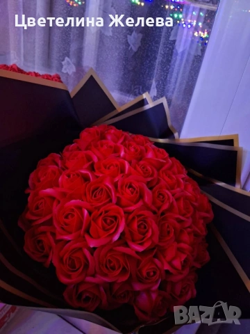 Ръчно изработен букет , снимка 2 - Изкуствени цветя - 53051728