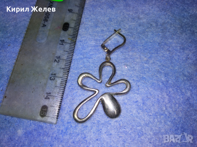 ШАРМАНТНА СРЕБЪРНА ВИНТИДЖ АРТ ОБЕЦА СРЕБРО 925 с БЯЛА ПОЗЛАТА и АНГЛИЙСКО ЗАКОПЧАВАНЕ 43226, снимка 4 - Обеци - 44707709