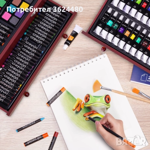Творчески Комплект за Рисуване (175)  Цветни Моливи, Водни Бои и Маслени Пастели 4736, снимка 3 - Рисуване и оцветяване - 52541654