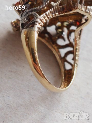 Дамски златен пръстен,диаманти изумруди, снимка 7 - Пръстени - 42795186