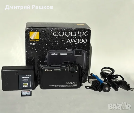 Дигитален фотоапарат Nikon COOLPIX AW100 black, водоустойчива камера
