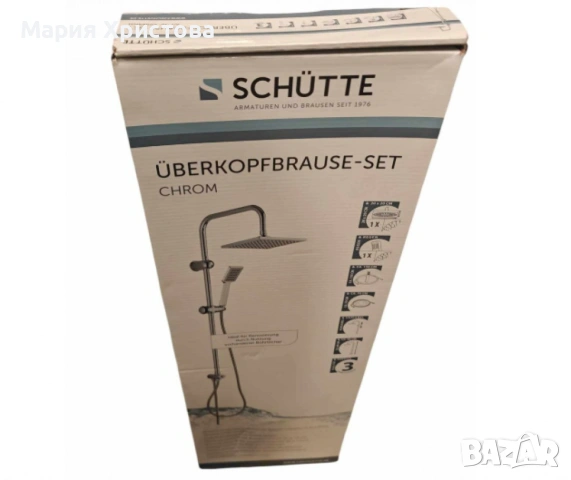Хромиран горен душ комплект, смесител тип дъждовен душ Schütte, снимка 8 - Други - 53058448