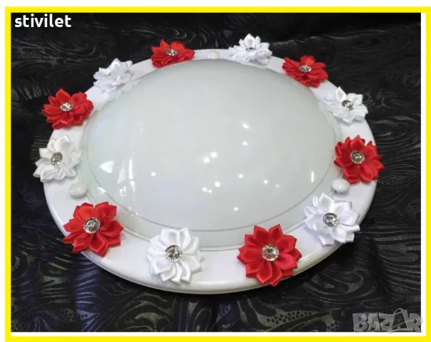 ПЛАФОН ЧЕРВЕНО ЦВЕТЕ КОПРИНА  - НОВО- 3D ЕФЕКТ., снимка 4 - Лампи за таван - 47360503