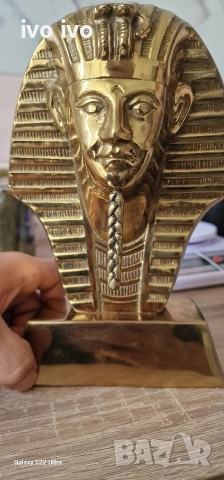 Тутанкамон - месинг масивна статуетка, снимка 2 - Нумизматика и бонистика - 54218064