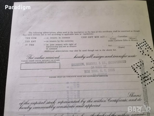 Сертификат за 100 акции (САЩ) | Miehle-Goss-Dexter Inc. (MGD) | 1964г., снимка 5 - Други ценни предмети - 29301879