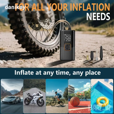 Мощна Безжична Помпа 150PSI – За Кола, Мотор, Падълборд и др., снимка 3 - Аксесоари и консумативи - 54152537