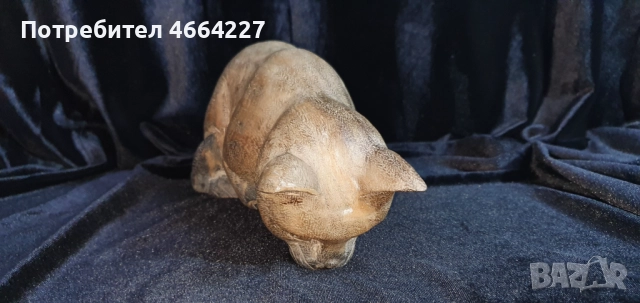 Ръчно изработена дървена фигурка на котка, снимка 2 - Декорация за дома - 52860535