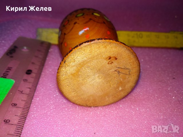 СТАРА ЕТНОГРАФСКА ДЕКОРАТИВНА ПИРОГРАФИРАНА ДЪВЕНА ЧАШКА РЪЧНА ИЗРАБОТКА 32811, снимка 4 - Декорация за дома - 44222308