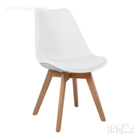   Трапезен стол Нордик в бяло, снимка 3 - Столове - 52736422