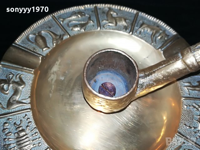 АНТИКА-свещник-лула/мед месинг-ВНОС ШВЕИЦАРИЯ, снимка 7 - Колекции - 29085428