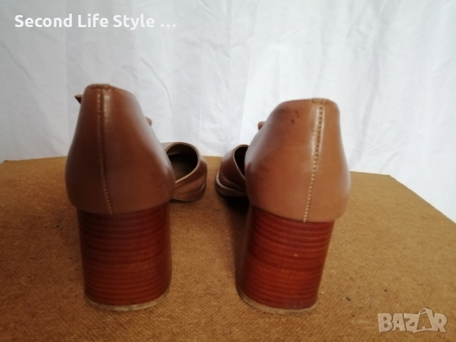 Emilio Salvatini номер 40 дамски елегантни обувки на ток; естествена кожа; цвят карамел, снимка 7 - Дамски елегантни обувки - 52877995