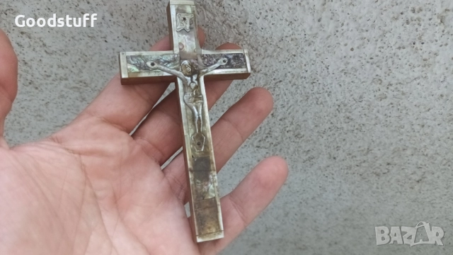 Седефен кръст, посребрен, маслинено дърво , снимка 11 - Антикварни и старинни предмети - 51773035