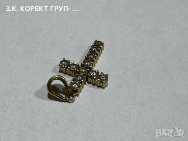 Златна висулка кръст 14К, снимка 3 - Колиета, медальони, синджири - 53037815